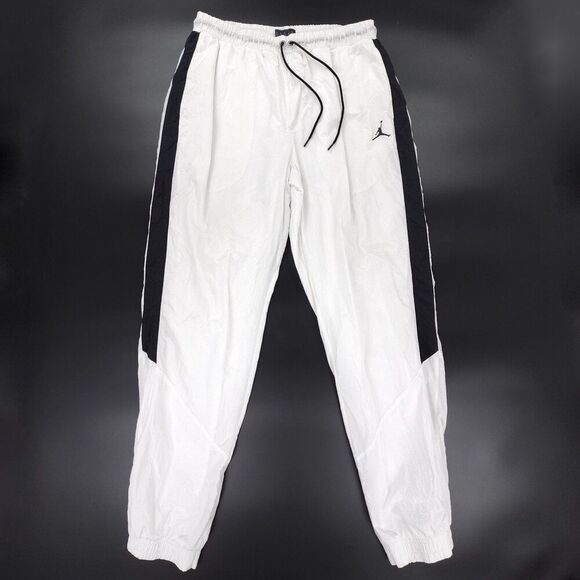 NIKE Jordan JSW DIAMOND TRACK PANT White Black Nylon Sweatpant Athleisure Sporty - Picture 1 of 9